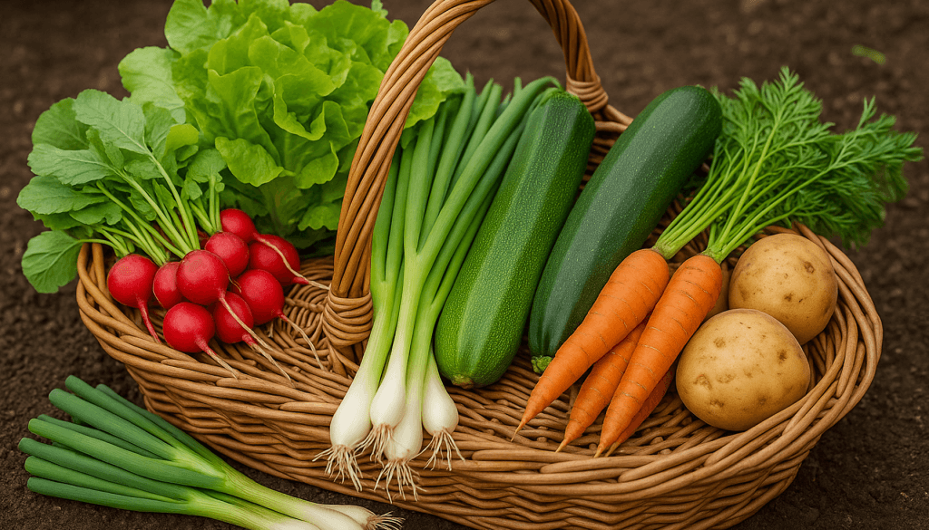 Mixture of vegetables in a basket