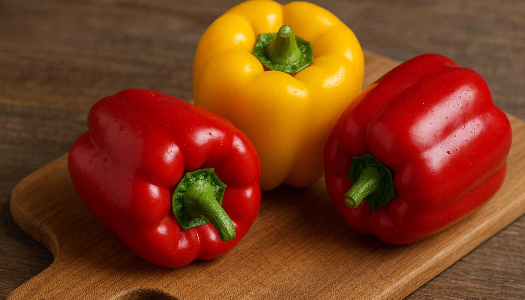 bell peppers on a chopping board