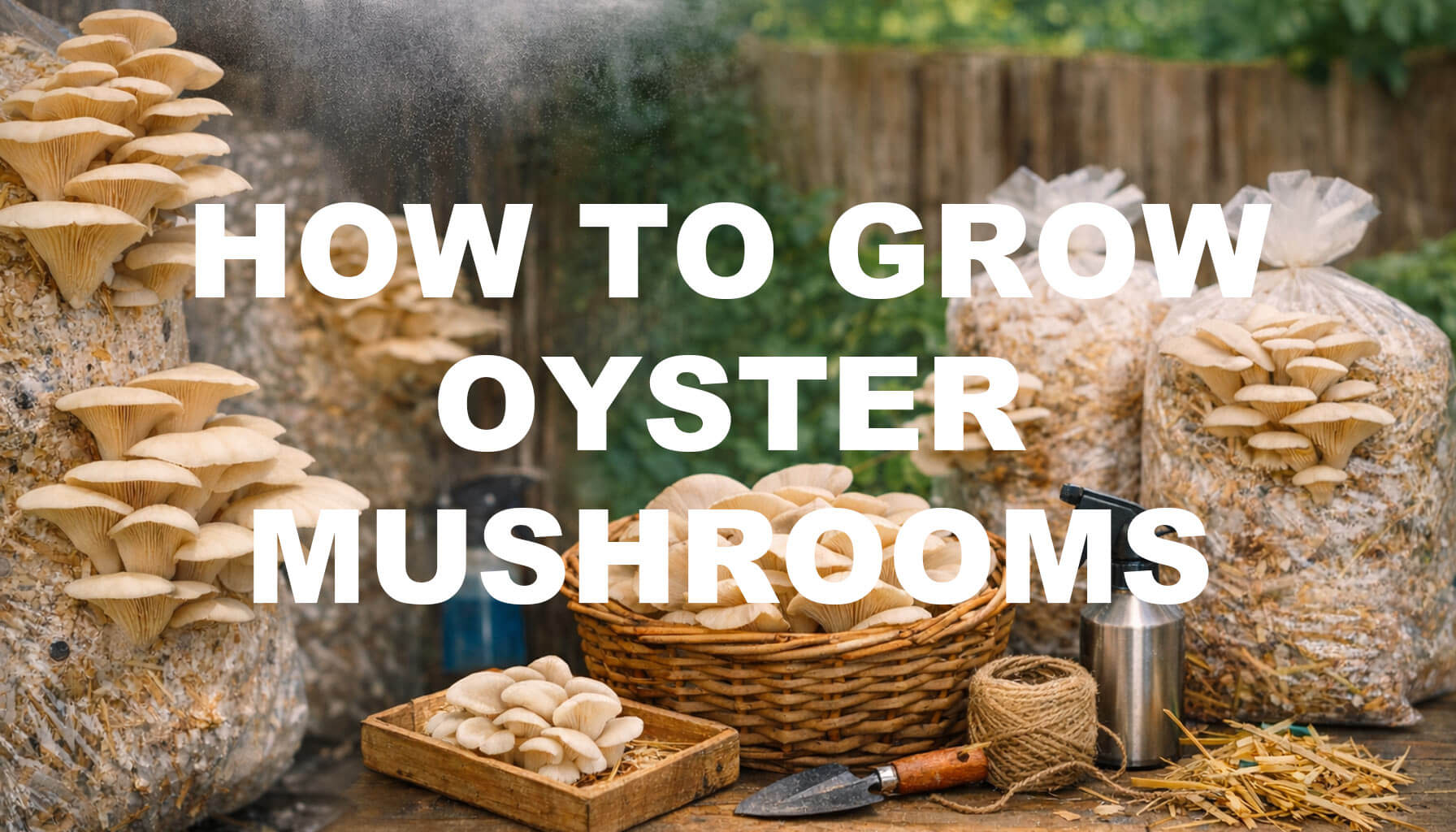 Oyster mushrooms growing